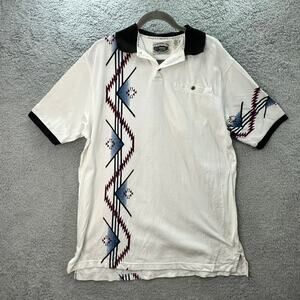 Vintage Cumberland Outfitters Men's Large Polo Shirt Aztec Southwest Print EUC
